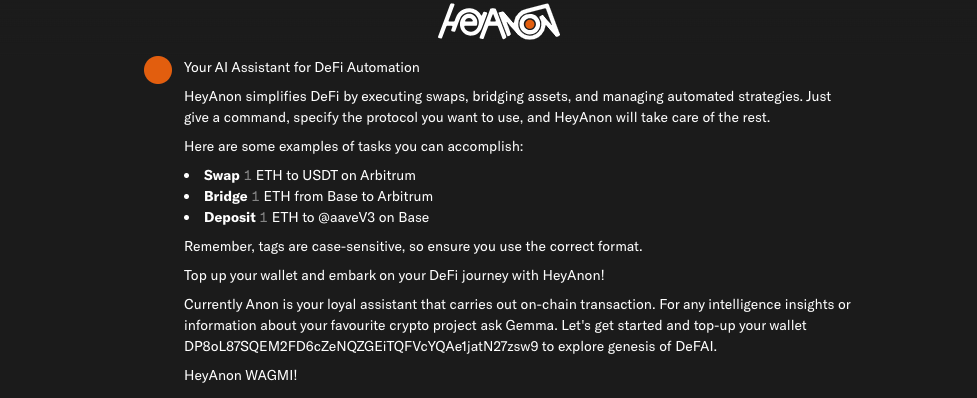 Screenshot of the first message of HeyAnon