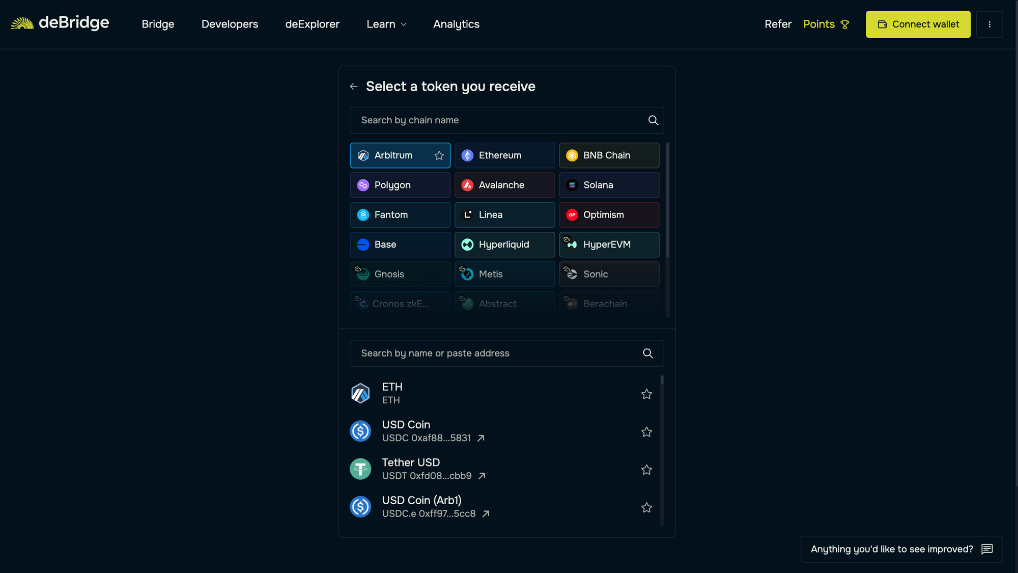 Asset selection for Arbitrum blockchain