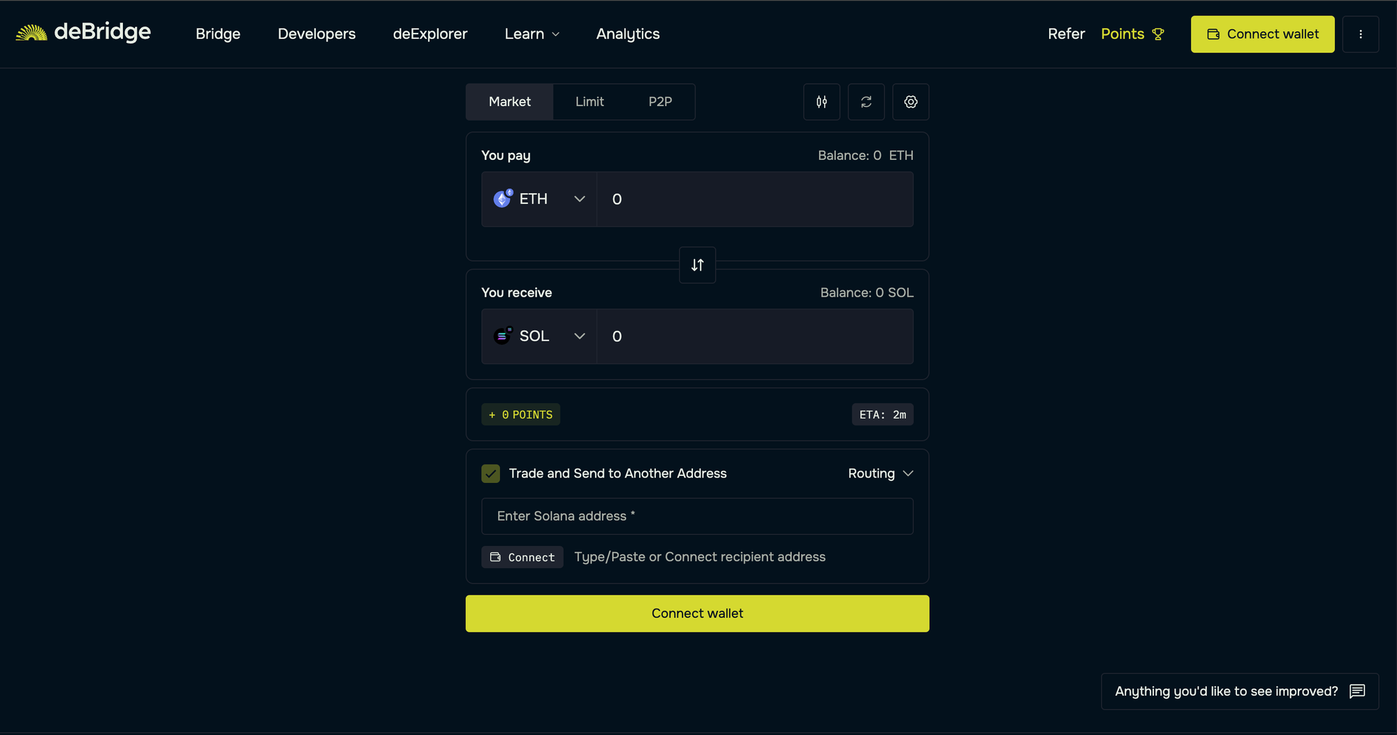 deBridge app UI