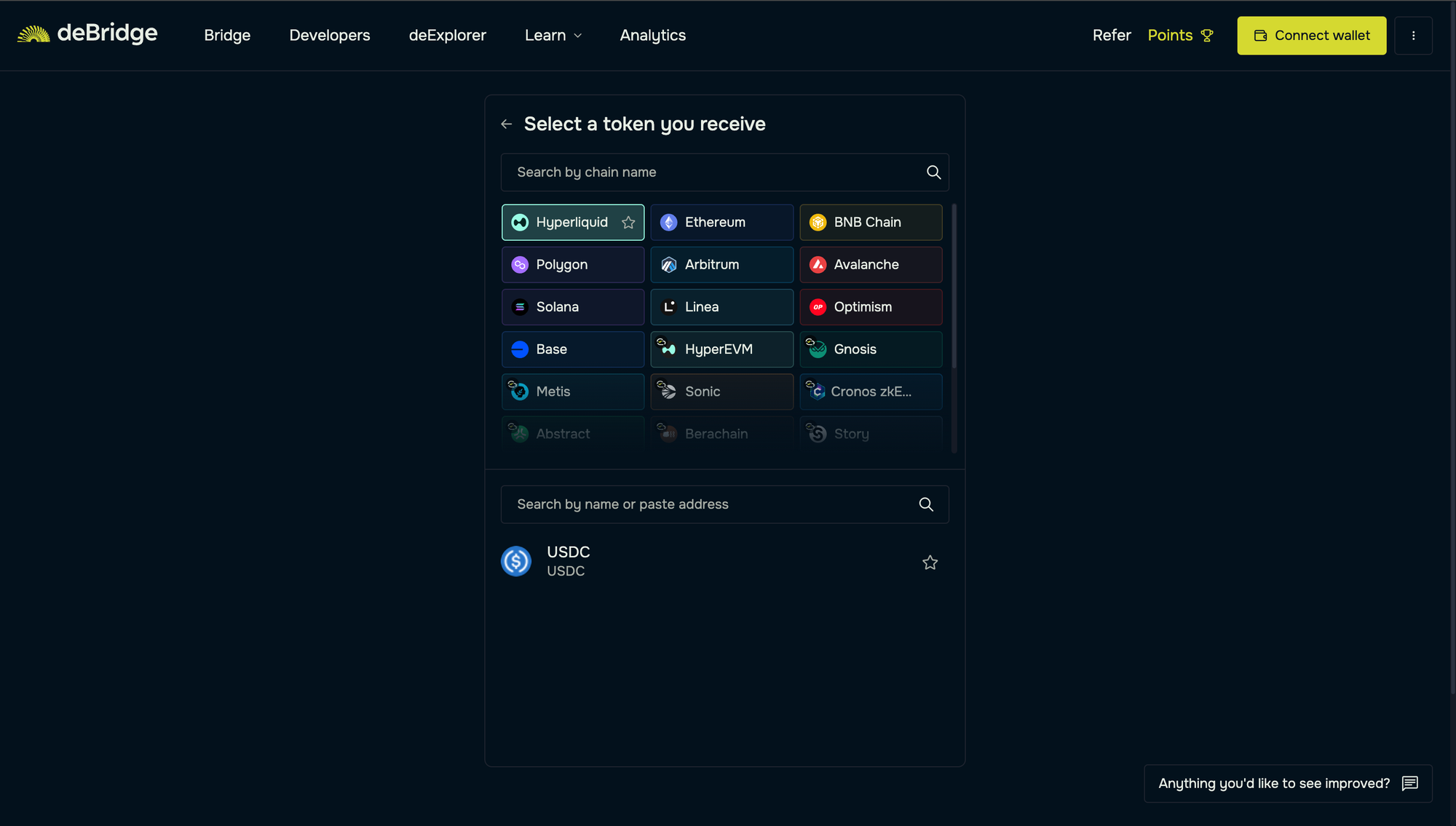 Select asset on Hyperliquid